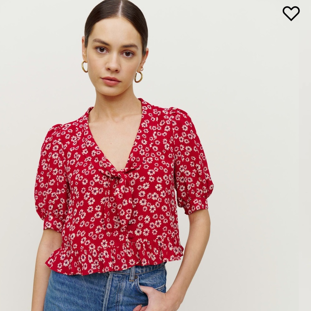 Reformation Red Floral Top